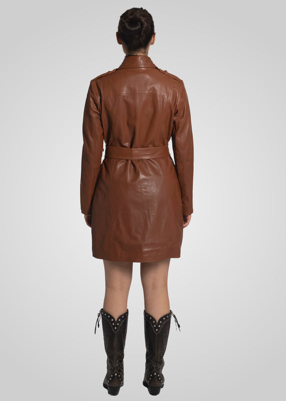EVI - KNEE LENGTH LEATHER TRENCH