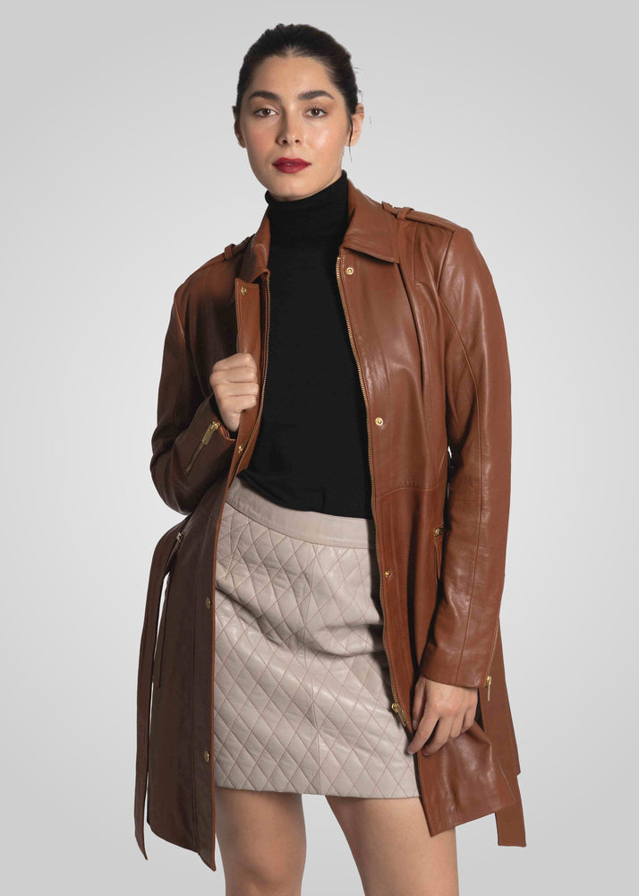 EVI - KNEE LENGTH LEATHER TRENCH
