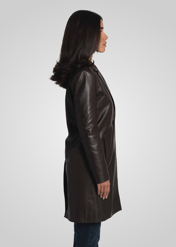 MELINDA - OVERSIZE KNEE LENGTH LEATHER BLAZER