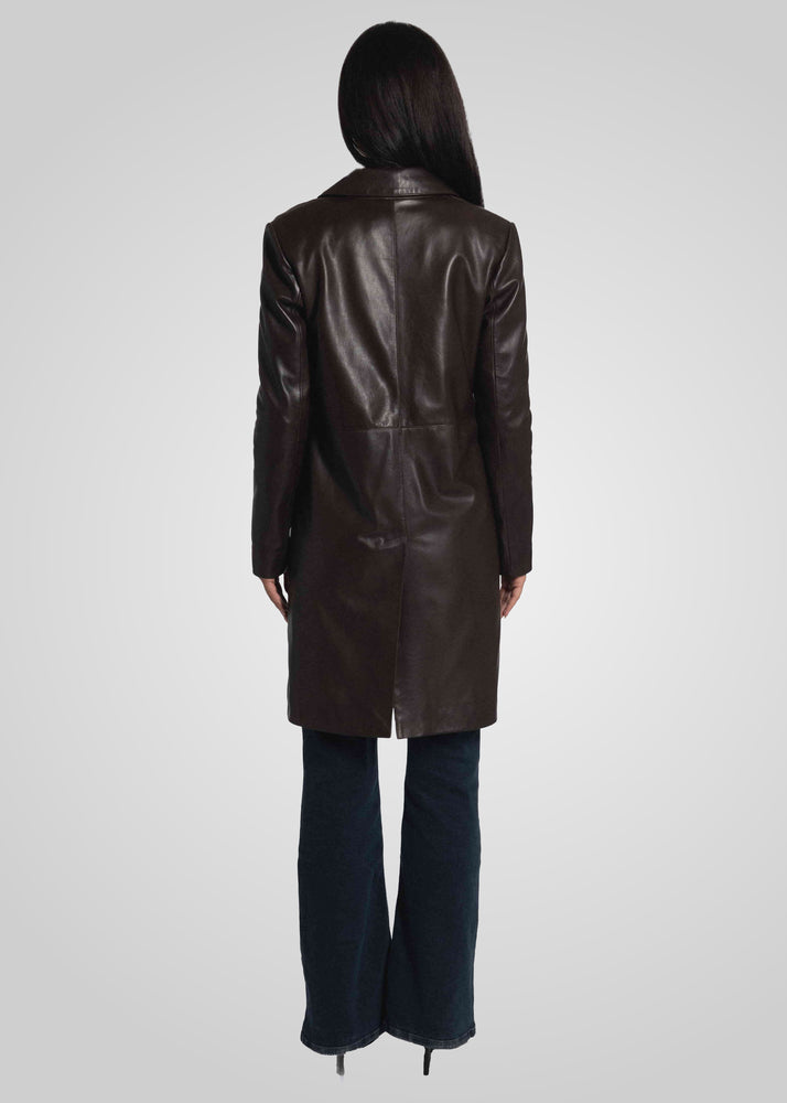 MELINDA - OVERSIZE KNEE LENGTH LEATHER BLAZER