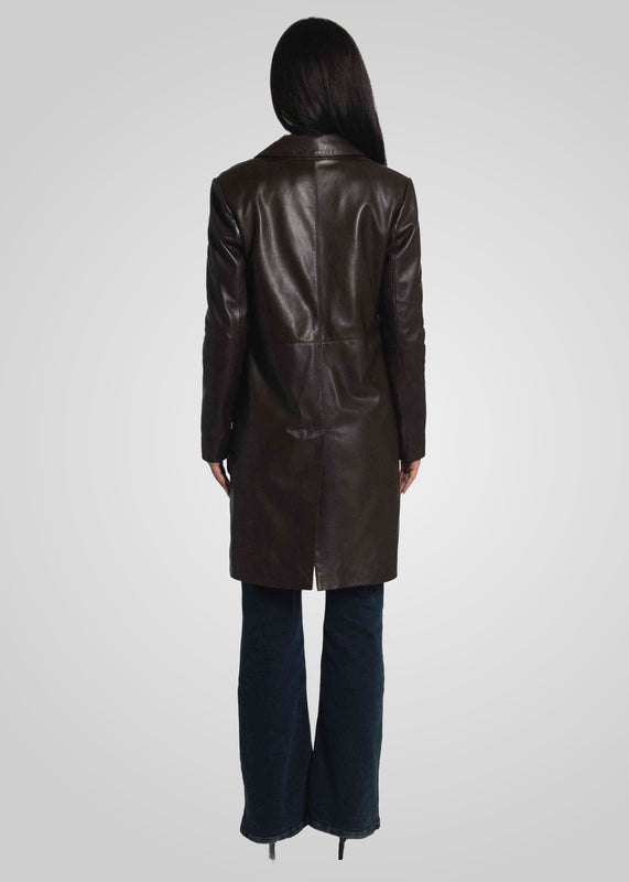 MELINDA - OVERSIZE KNEE LENGTH LEATHER BLAZER