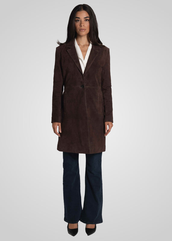 MELINDA - OVERSIZE KNEE LENGTH SUEDE BLAZER