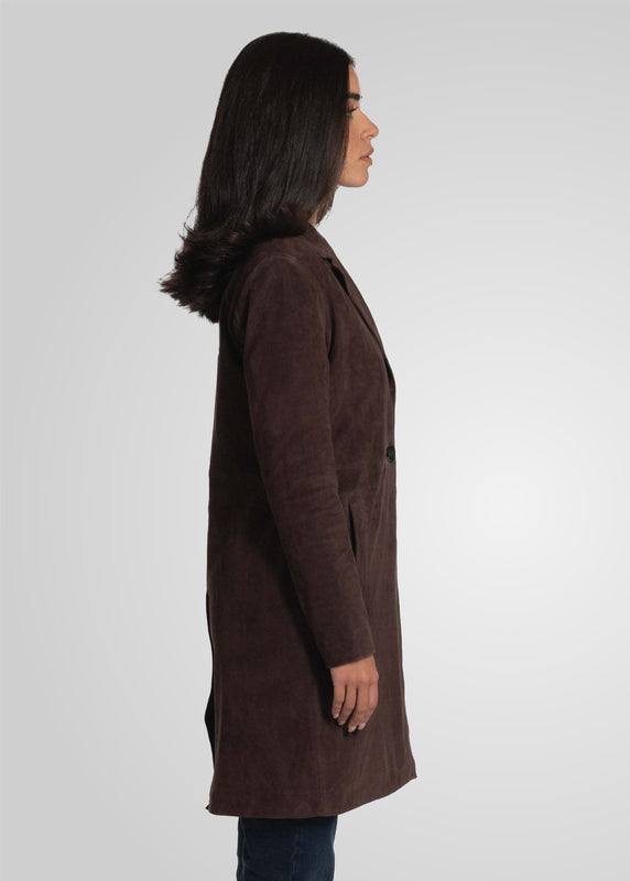 MELINDA - OVERSIZE KNEE LENGTH SUEDE BLAZER