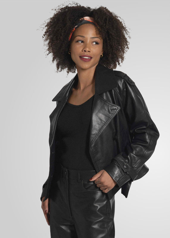 TRISHA - CROPPED LEATHER JACKET