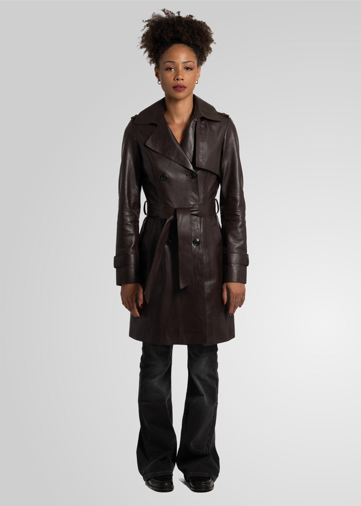 LAURE- KNEE LENGTH LEATHER TRENCH