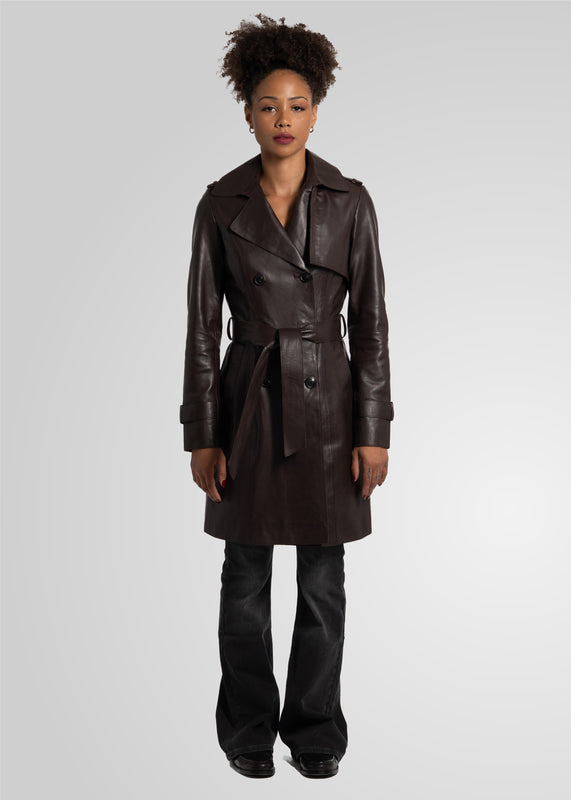 LAURE- KNEE LENGTH LEATHER TRENCH