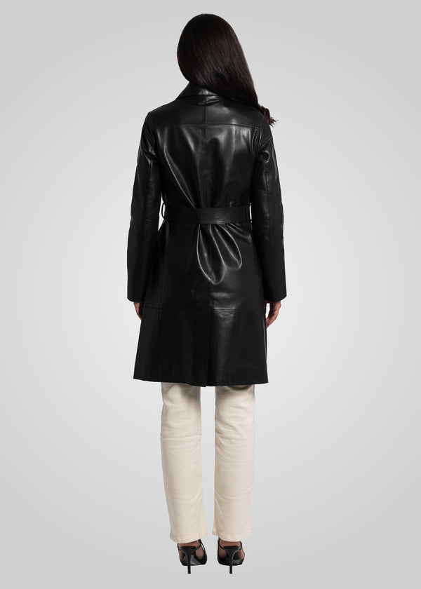 ATHEN- KNEE LENGTH LEATHER TRENCH