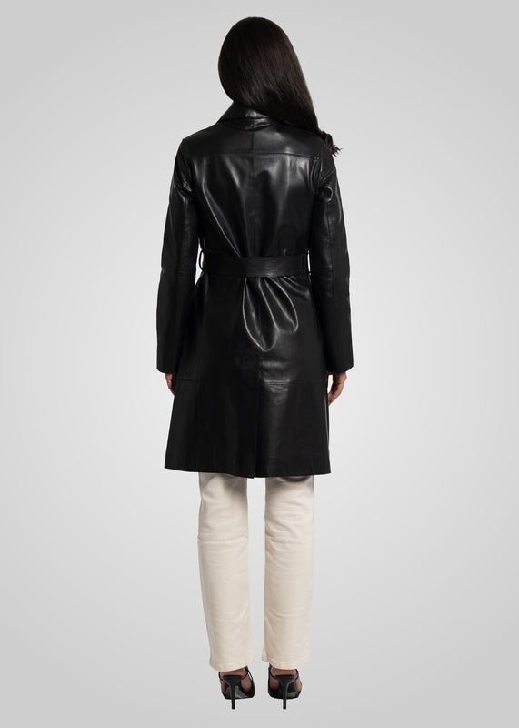 ATHEN- KNEE LENGTH LEATHER TRENCH
