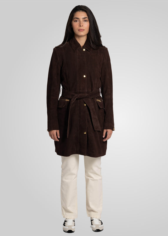 EVI -  KNEE LENGTH SUEDE TRENCH