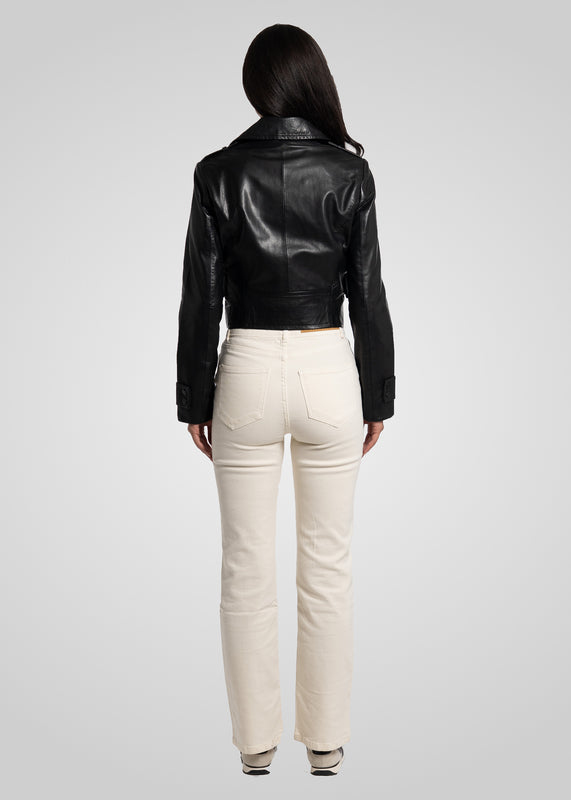 MILLIE - CROPPED DOUBLE-BREASTED LEATHER JACKET