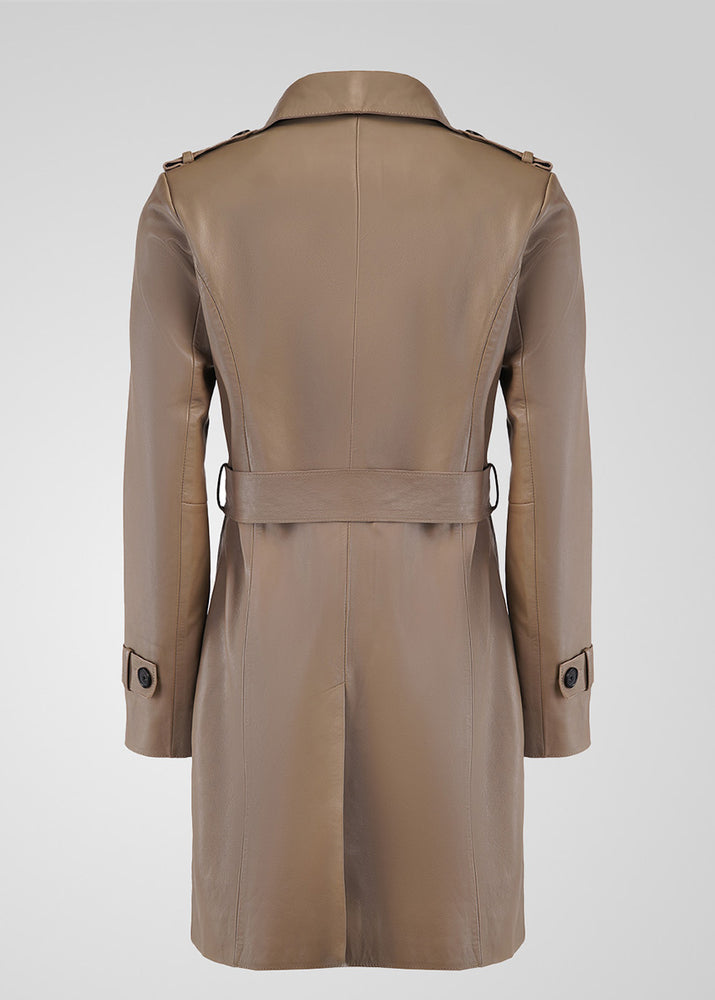 LAURE- KNEE LENGTH LEATHER TRENCH