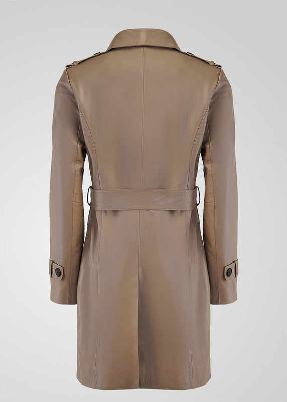 LAURE- KNEE LENGTH LEATHER TRENCH