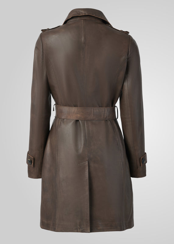 LAURE- KNEE LENGTH LEATHER TRENCH