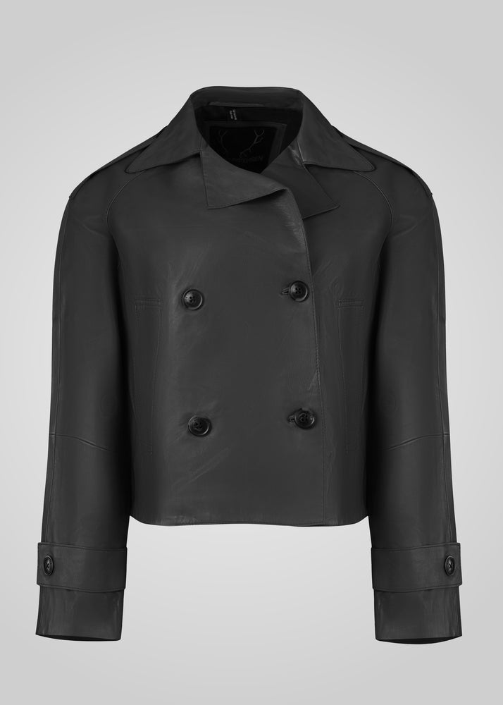 MILLIE - CROPPED DOUBLE-BREASTED LEATHER JACKET