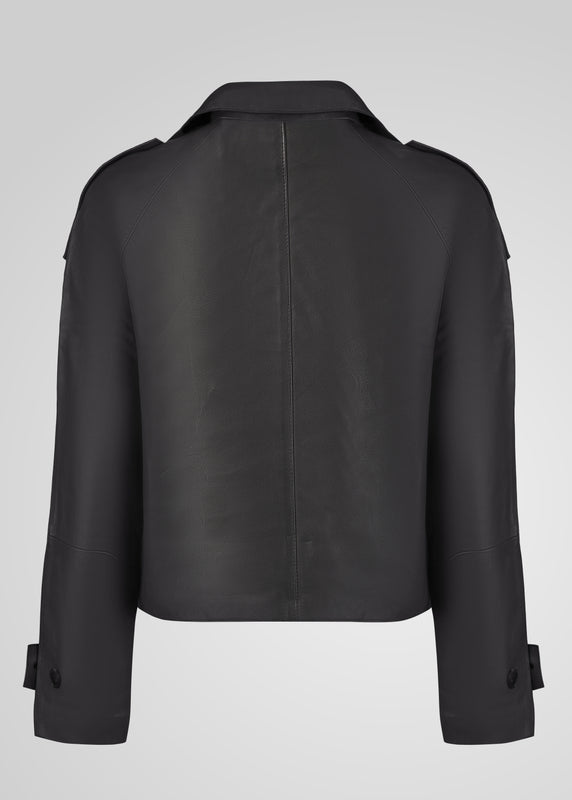 MILLIE - CROPPED DOUBLE-BREASTED LEATHER JACKET