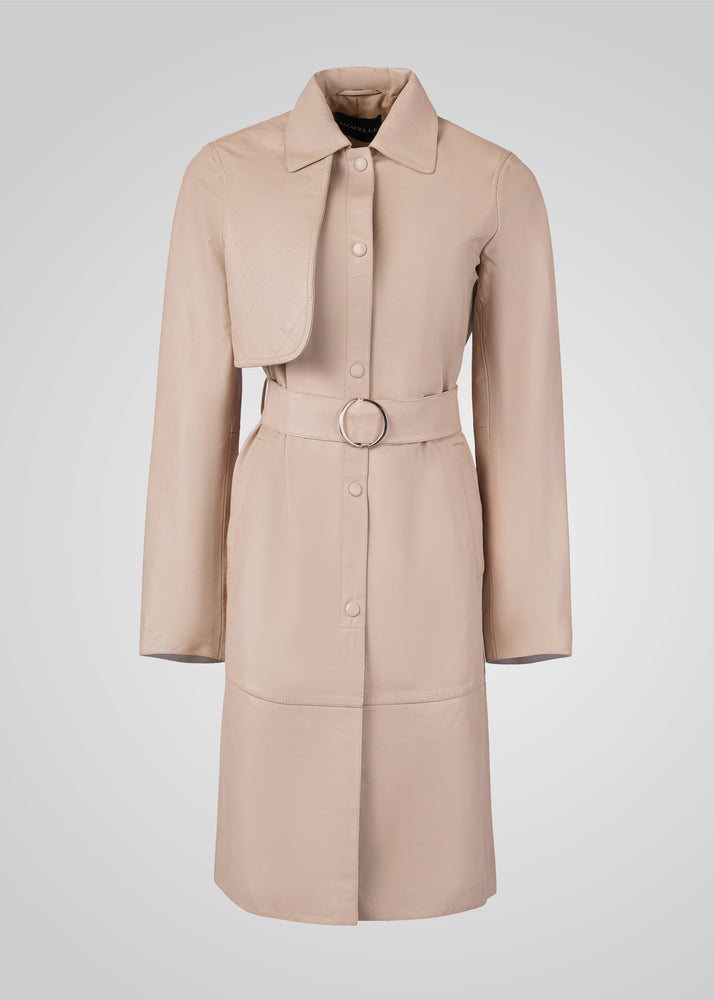 ATHEN- KNEE LENGTH LEATHER TRENCH