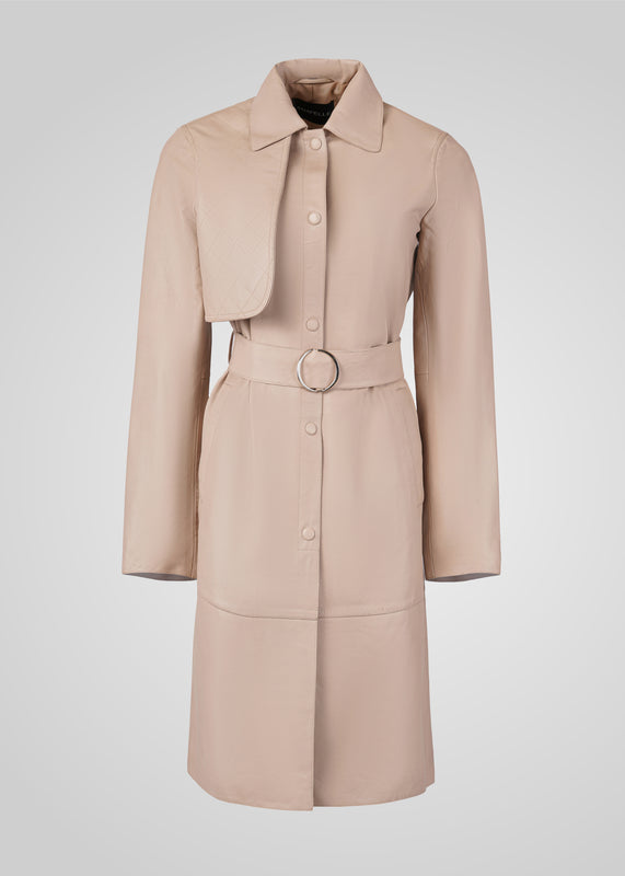 ATHEN- KNEE LENGTH LEATHER TRENCH