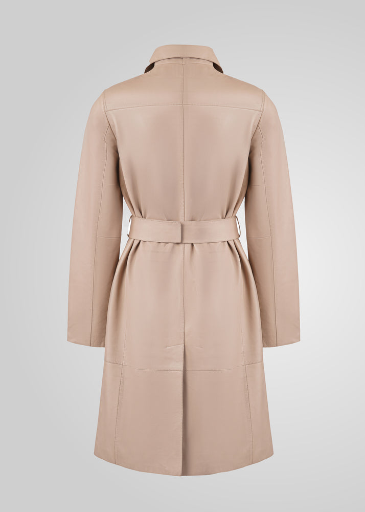 ATHEN- KNEE LENGTH LEATHER TRENCH