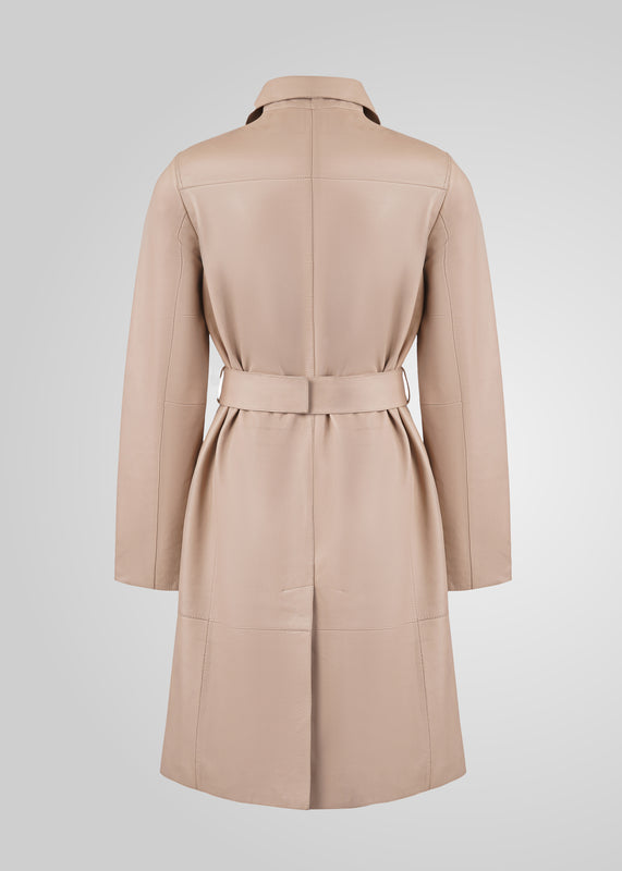 ATHEN- KNEE LENGTH LEATHER TRENCH
