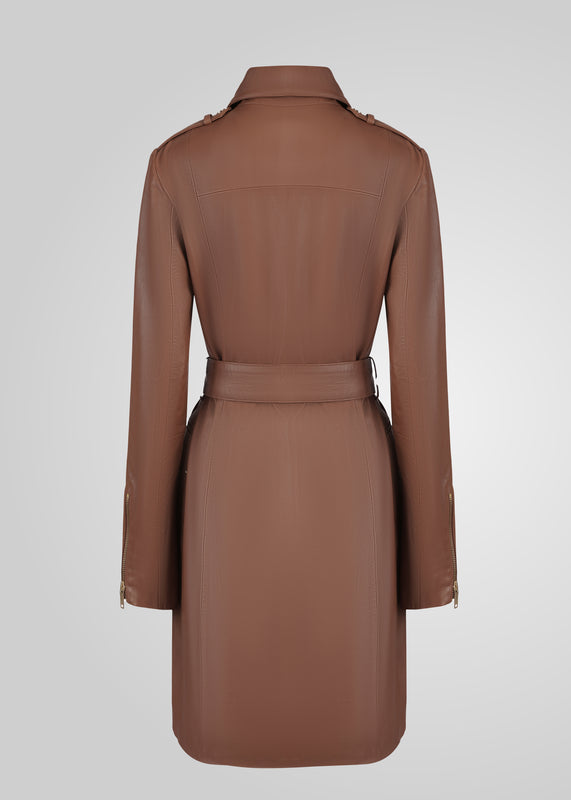 EVI - KNEE LENGTH LEATHER TRENCH