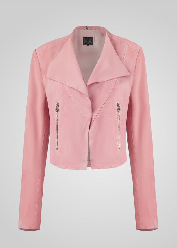 ADRIANA- CROPPED ASYMMETRICAL SUEDE JACKET