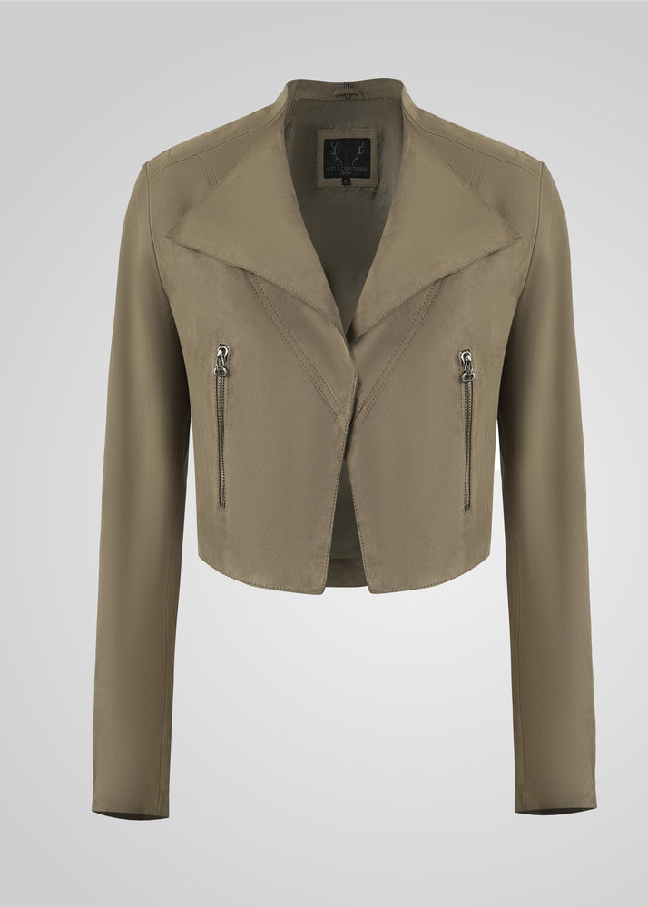 ADRIANA- CROPPED ASYMMETRICAL SUEDE JACKET