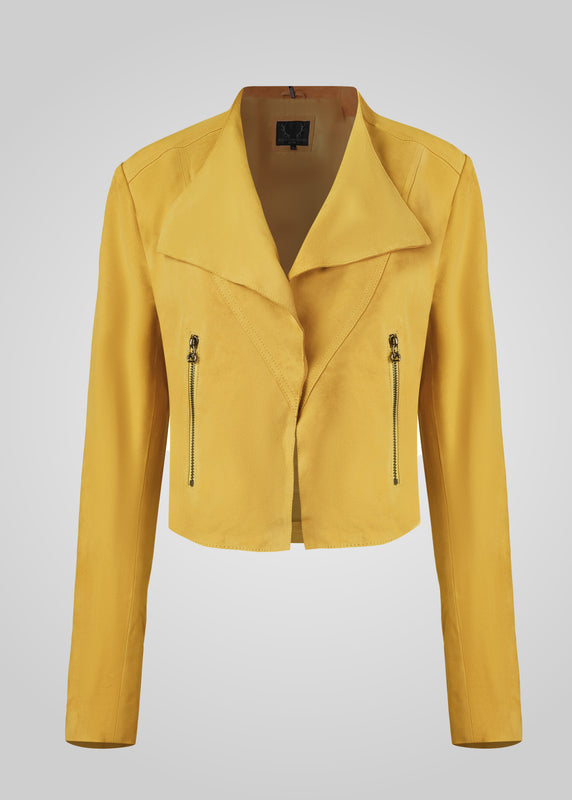 ADRIANA- CROPPED ASYMMETRICAL SUEDE JACKET