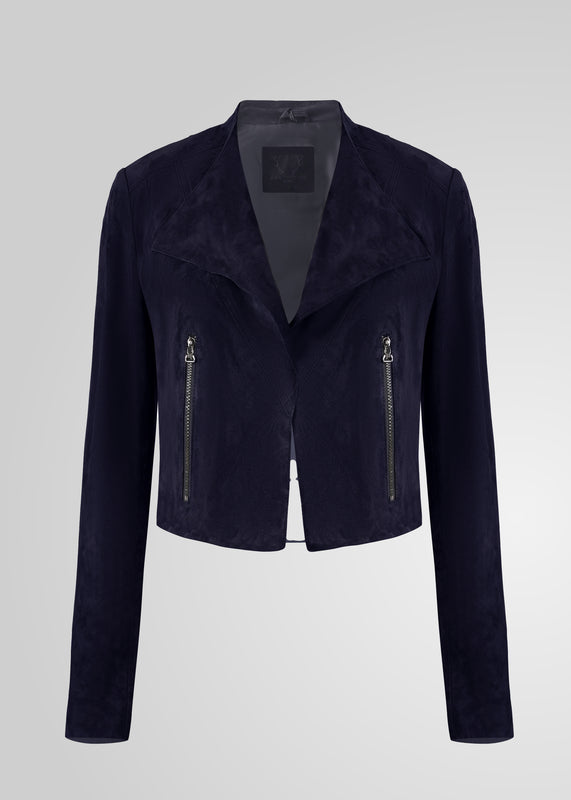 ADRIANA- CROPPED ASYMMETRICAL SUEDE JACKET
