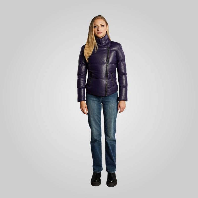 VICKY Leather Puffer Without Hood