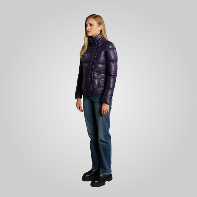 VICKY Leather Puffer Without Hood