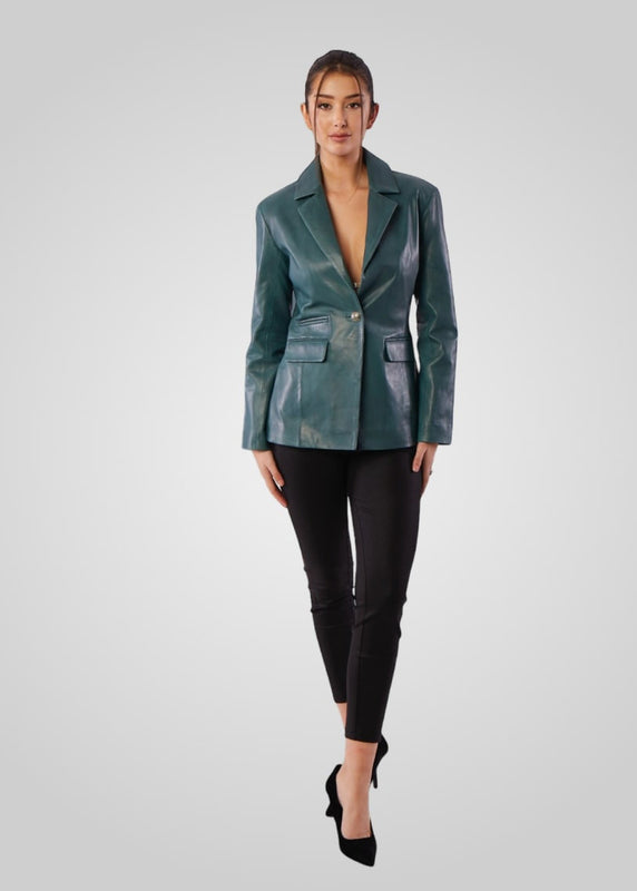 MARTINA- SINGLE BREASTED LEATHER BLAZER