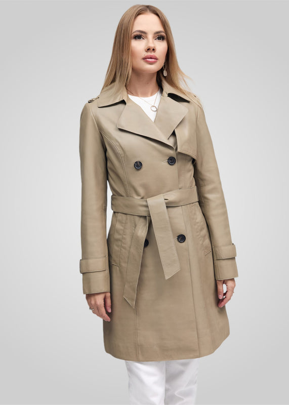 LAURE- KNEE LENGTH LEATHER TRENCH