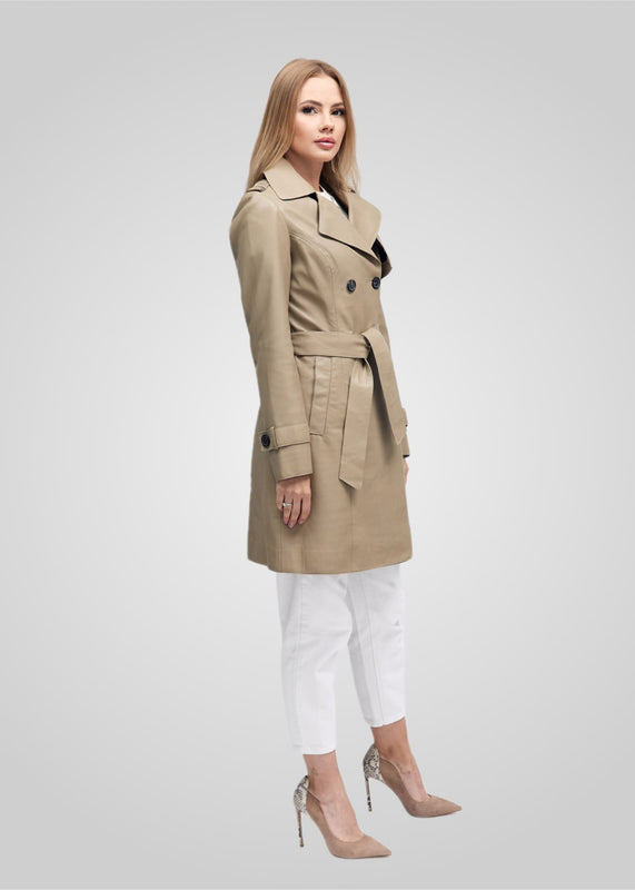 LAURE- KNEE LENGTH LEATHER TRENCH