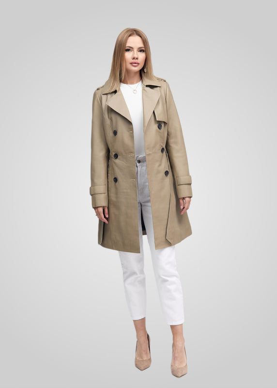 LAURE- KNEE LENGTH LEATHER TRENCH