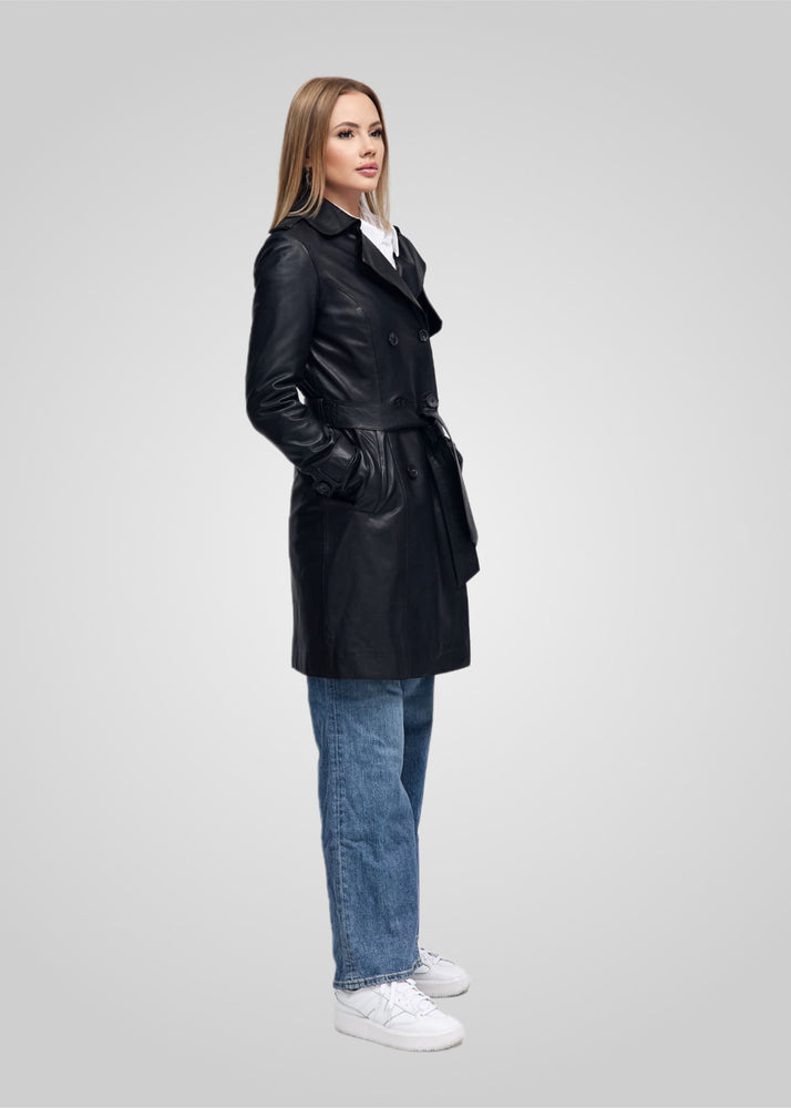 LAURE- KNEE LENGTH LEATHER TRENCH