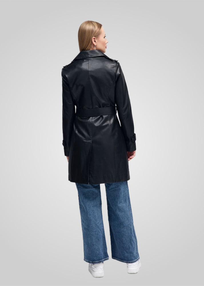 LAURE- KNEE LENGTH LEATHER TRENCH
