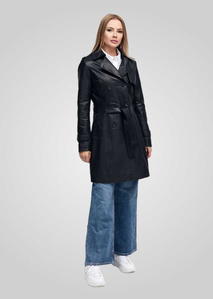 LAURE- KNEE LENGTH LEATHER TRENCH