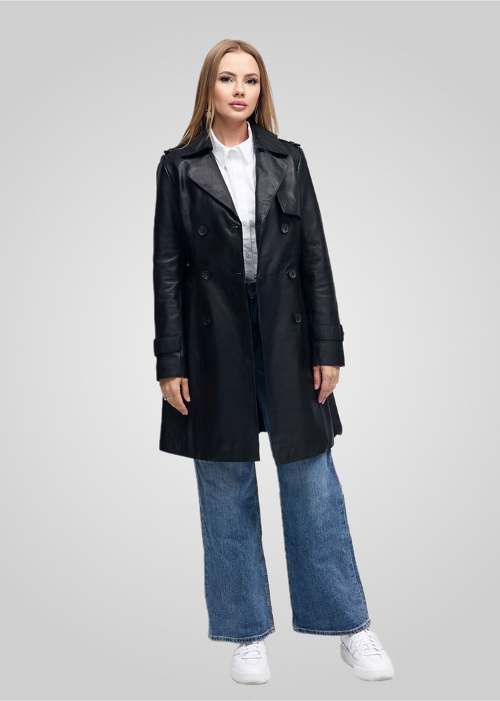 LAURE- KNEE LENGTH LEATHER TRENCH