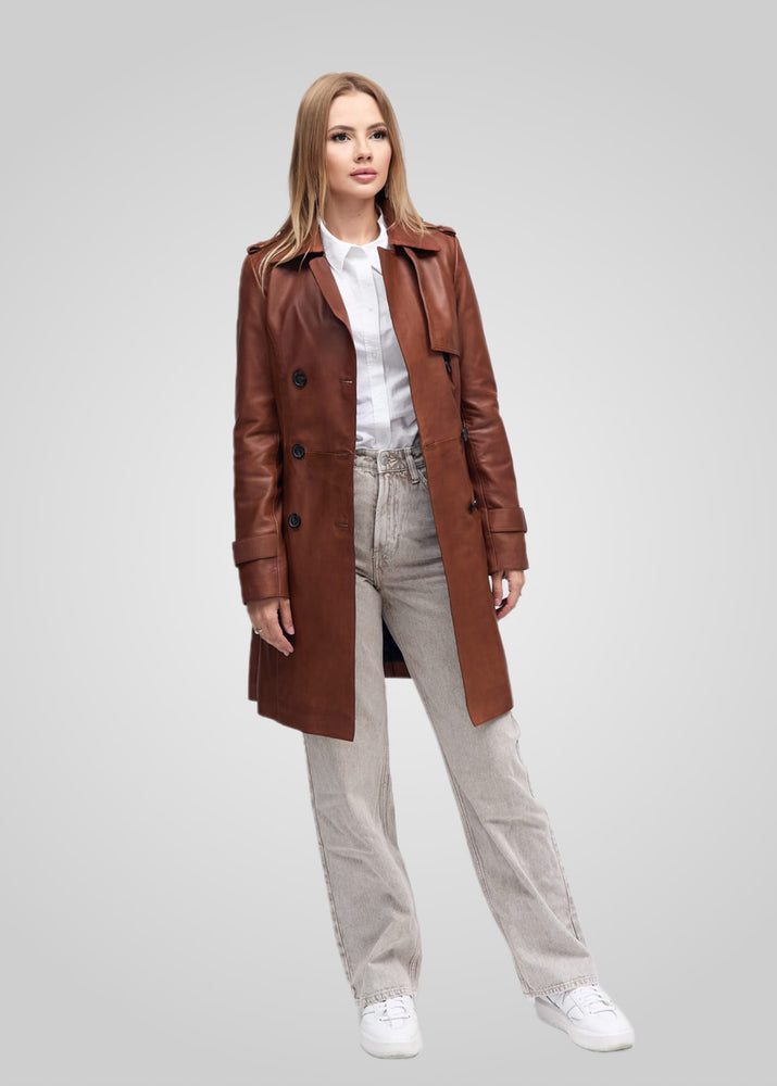 LAURE- KNEE LENGTH LEATHER TRENCH