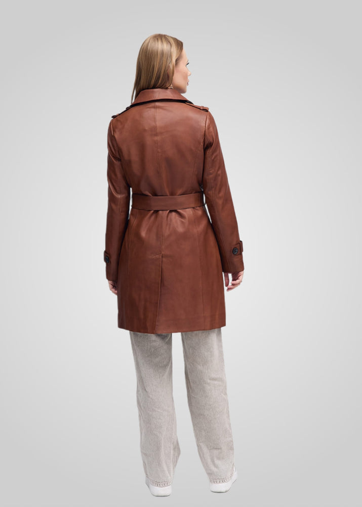 LAURE- KNEE LENGTH LEATHER TRENCH