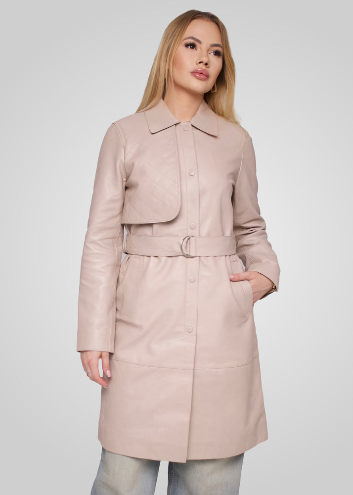 ATHEN- KNEE LENGTH LEATHER TRENCH