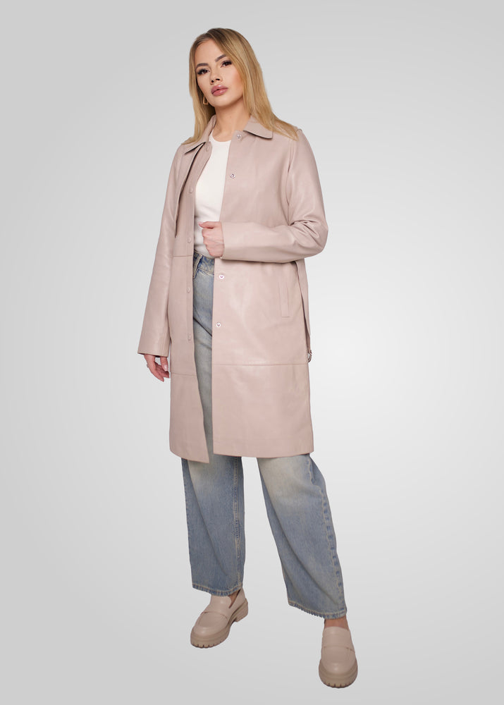 ATHEN- KNEE LENGTH LEATHER TRENCH