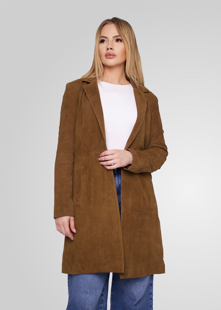 MELINDA - OVERSIZE KNEE LENGTH SUEDE BLAZER