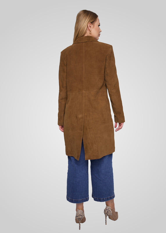 MELINDA - OVERSIZE KNEE LENGTH SUEDE BLAZER