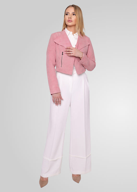 ADRIANA- CROPPED ASYMMETRICAL SUEDE JACKET