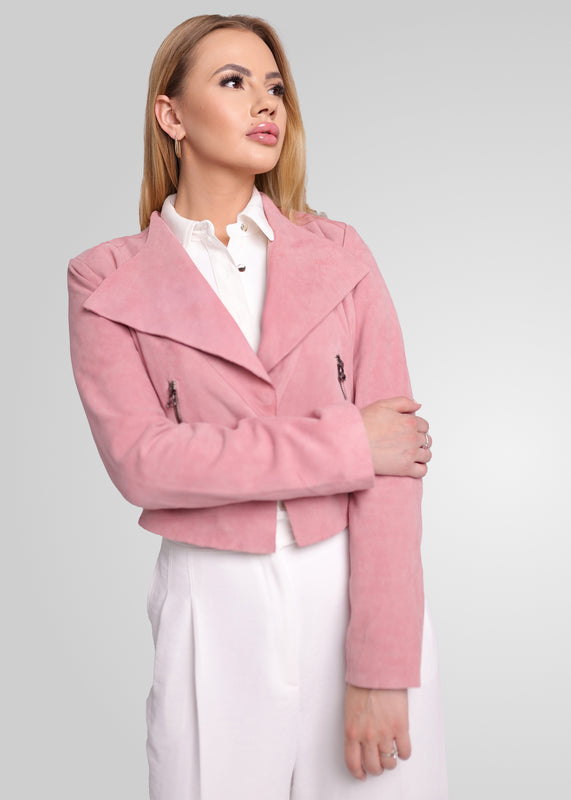 ADRIANA- CROPPED ASYMMETRICAL SUEDE JACKET