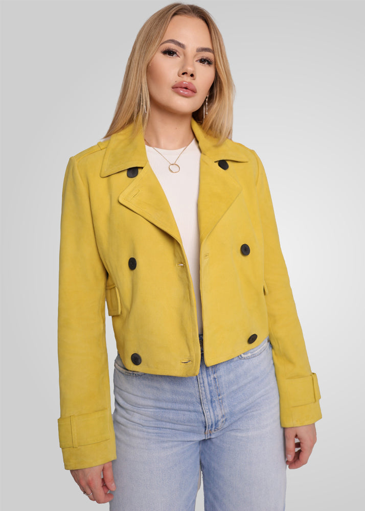MILLIE - CROPPED DOUBLE BREASTED SUEDE JACKET