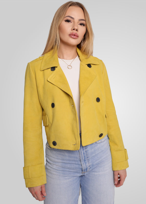 MILLIE - CROPPED DOUBLE BREASTED SUEDE JACKET