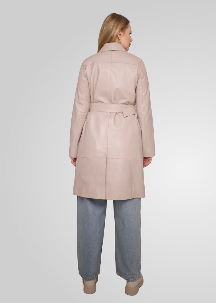 ATHEN- KNEE LENGTH LEATHER TRENCH