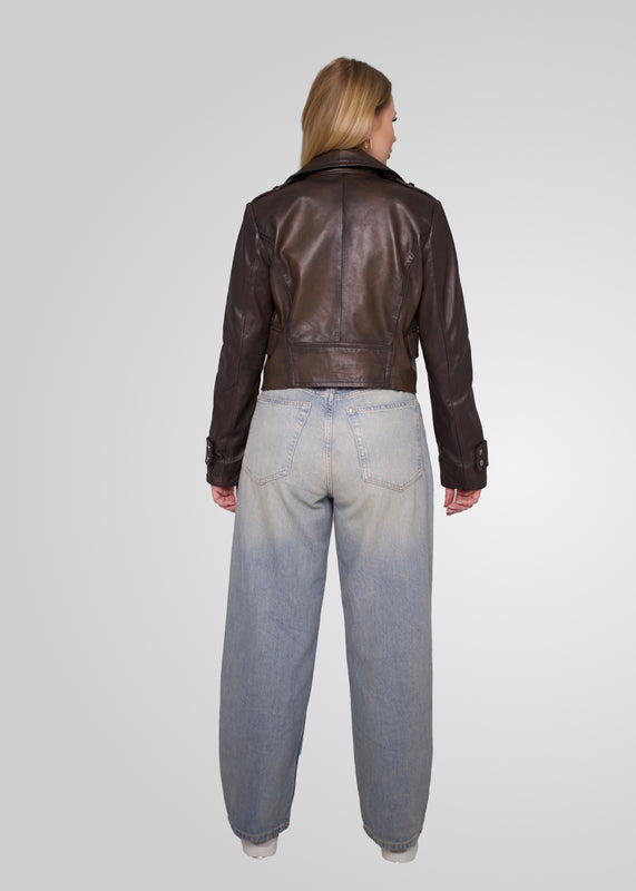 MILLIE - CROPPED DOUBLE BREASTED LEATHER JACKET